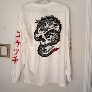 Lurking Class by Sketchy Tank Dragon Skull White Long Sleeve Tee